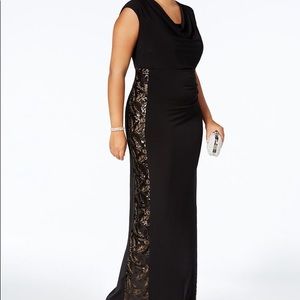 Connected Plus Size Sequined Illusion-Panel Gown